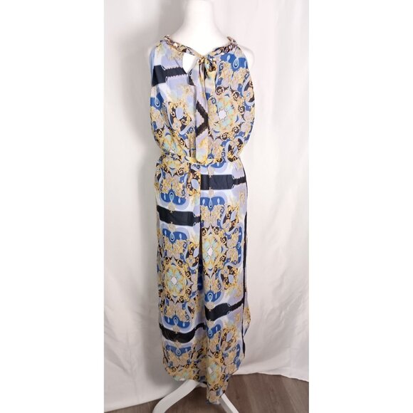 Bold Elements Cut to Curve Halter Maxi Sundress Multicolor Print Size XL - Picture 8 of 14